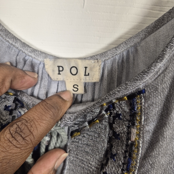POL Cold Shoulder Boho Embroidered Tunic Top Small - Picture 5 of 6